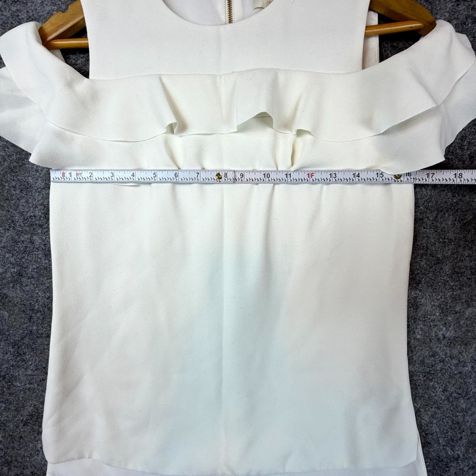 Ted Baker Ted Baker Hopee Ruffle Top Womens 1 White Office Siren Size XS / US 0-2 / IT 36-38 - 4 Thumbnail