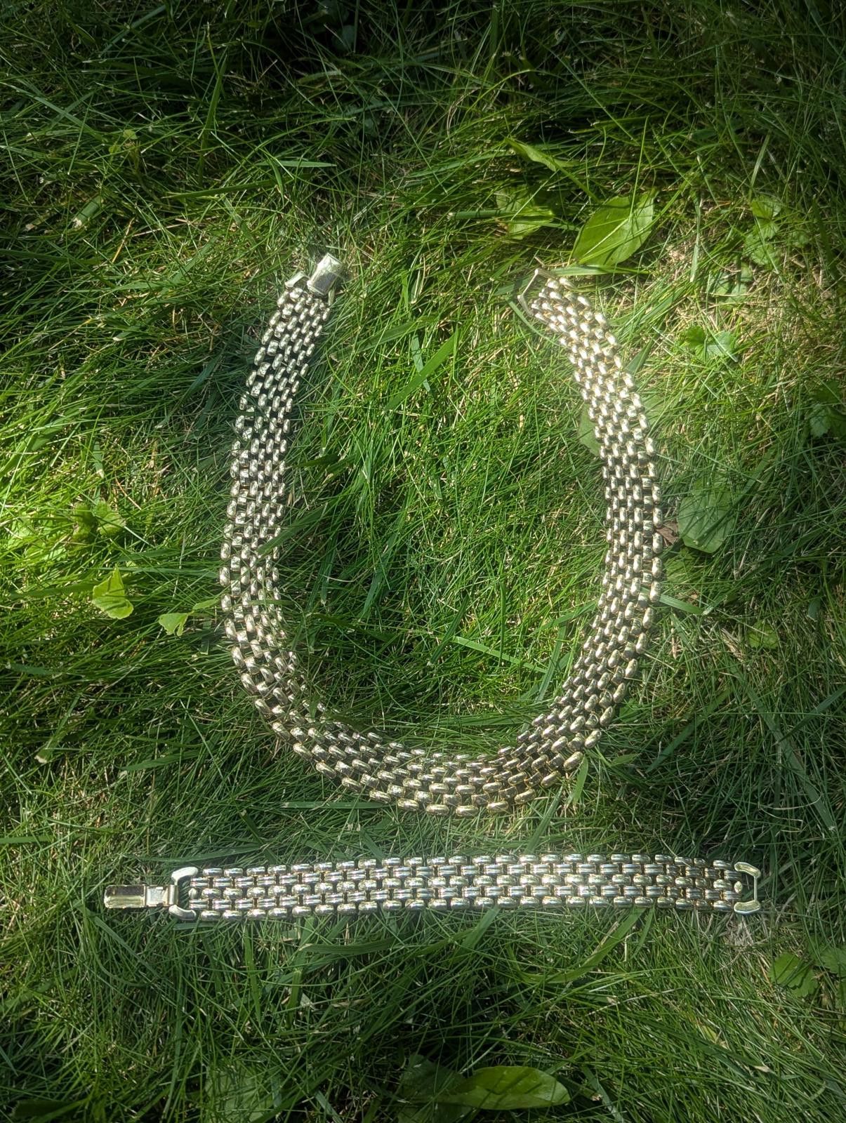 Vintage 80s Gold Linked Napier Choker Necklace and Bracelet