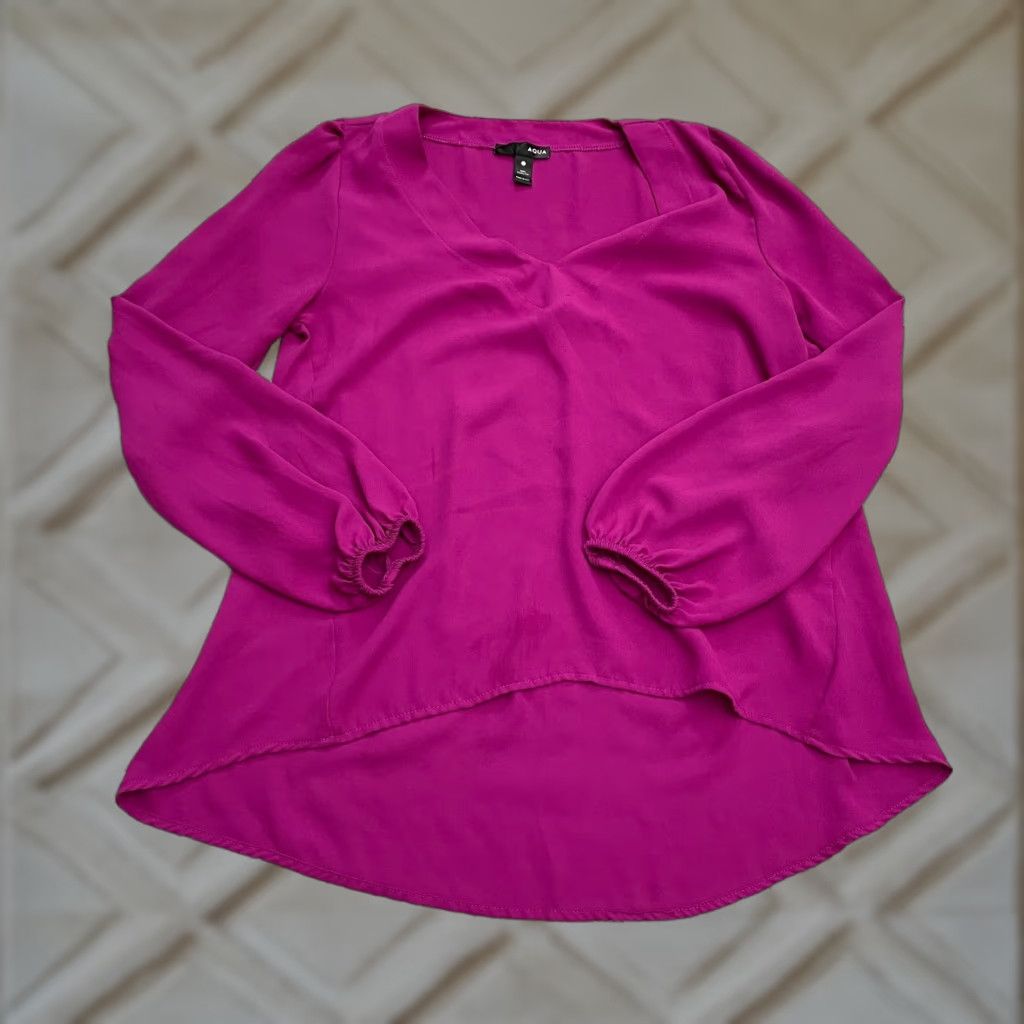 AQUA Aqua Blouse Tunic Womens XS Purple Solid V-Neck Long Sleeve Size XS / US 0-2 / IT 36-38 - 1 Thumbnail