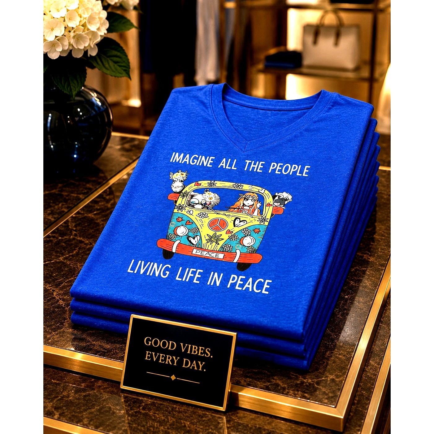Other Vibrant magine All The People Living Life in Peace Blue 8/10 Size L / US 10 / IT 46 - 1 Thumbnail