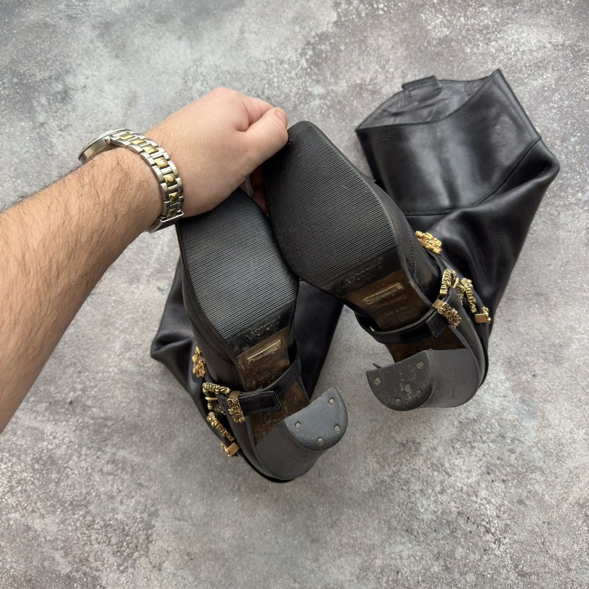 Dolce & Gabbana Dolce & Gabbana Black Leather Heels Boots Size US 6 / IT 36 - 16 Thumbnail