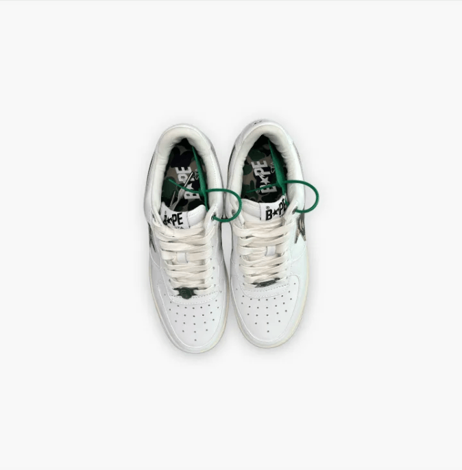 Bape A Bathing Ape Bapesta Low White Camo Star Sneakers Size US 10 / EU 43 - 3 Thumbnail