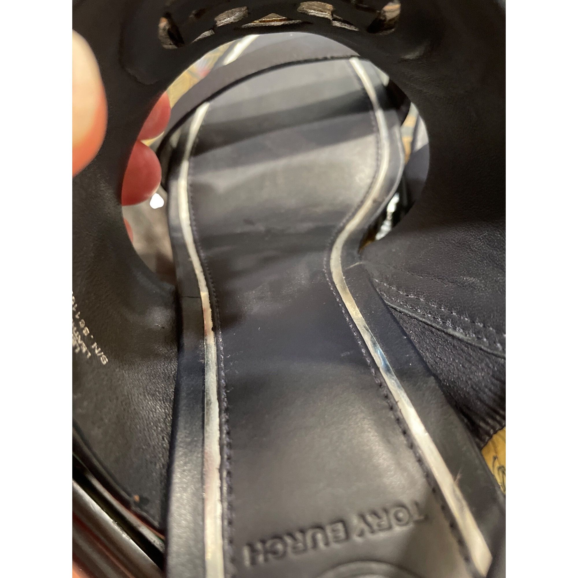 Tory Burch Tory Burch wms black leather 3" open sling back wedge shoes Size US 8.5 / IT 38.5 - 13 Thumbnail
