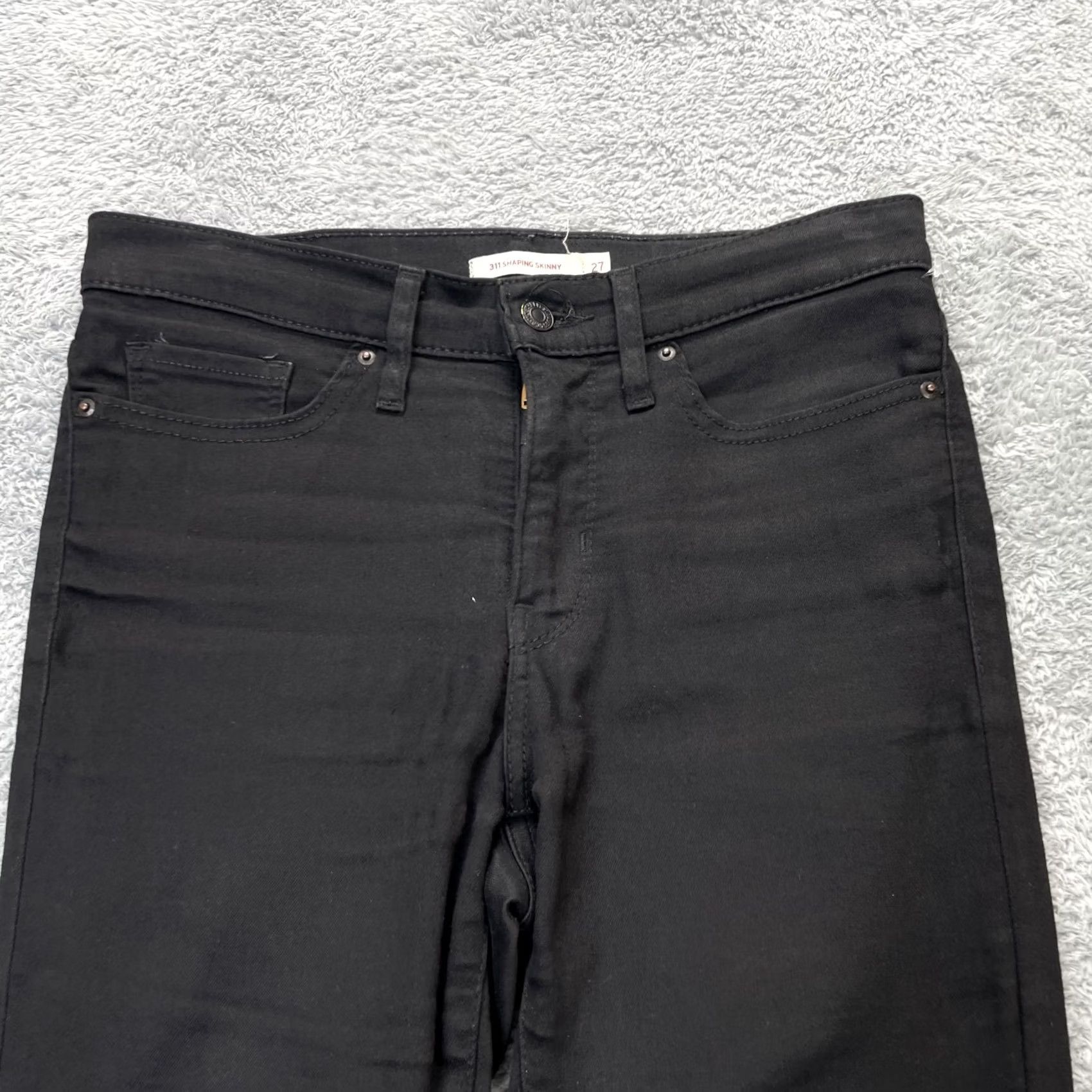 Levi's Levi's 311 Jeans Womens 27 Black Shaping Skinny Leg Logo Dark Wash Denim Cotton Jeans - Levi's 311 Shaping Skinny Womens Jeans 27 Black City Preppy Size 27" / US 4 / IT 40 - 4 Thumbnail