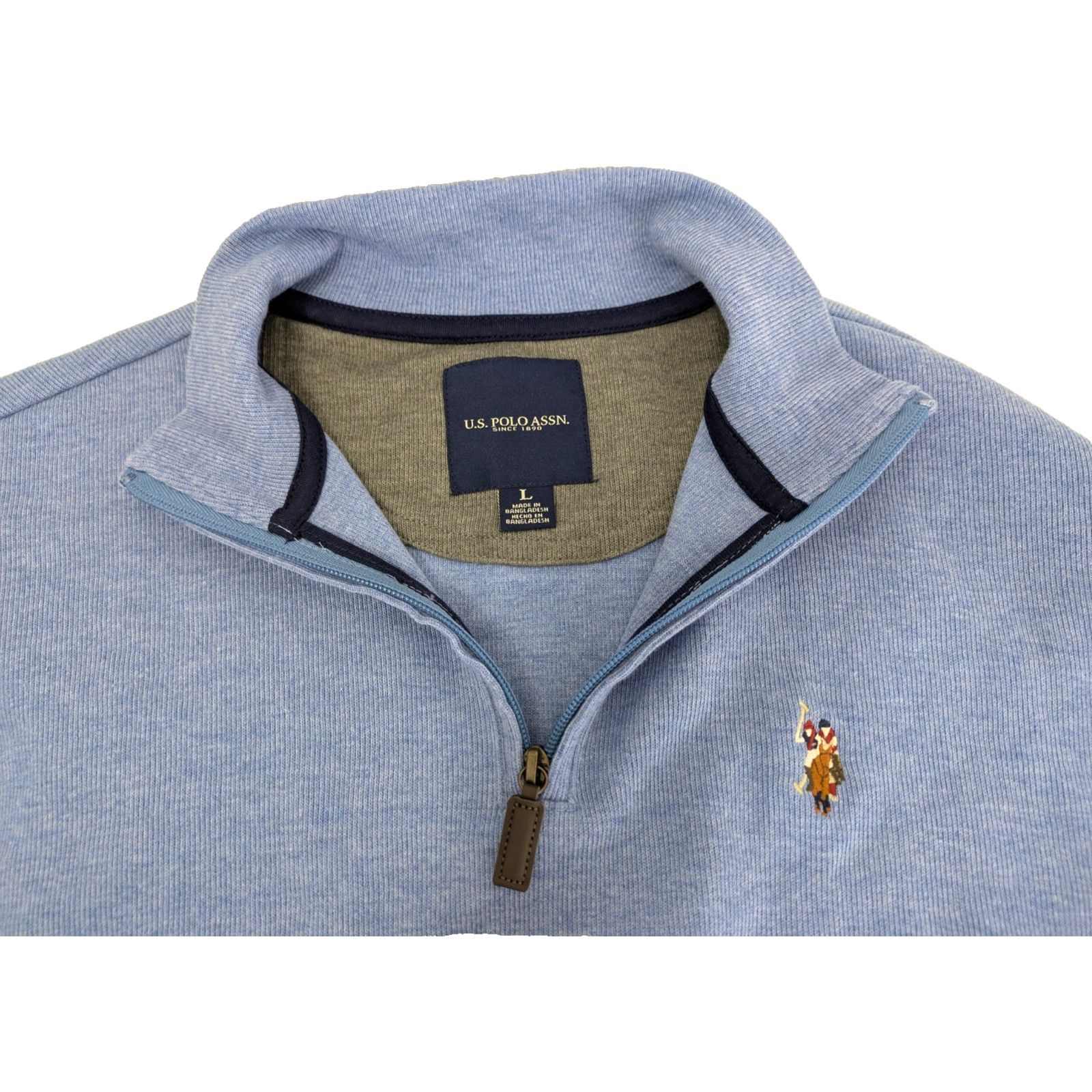 U.S. Polo Assn. Men's US Polo Assn 1/4 Zip Pullover Blue Large Sweater Size US L / EU 52-54 / 3 - 5 Thumbnail