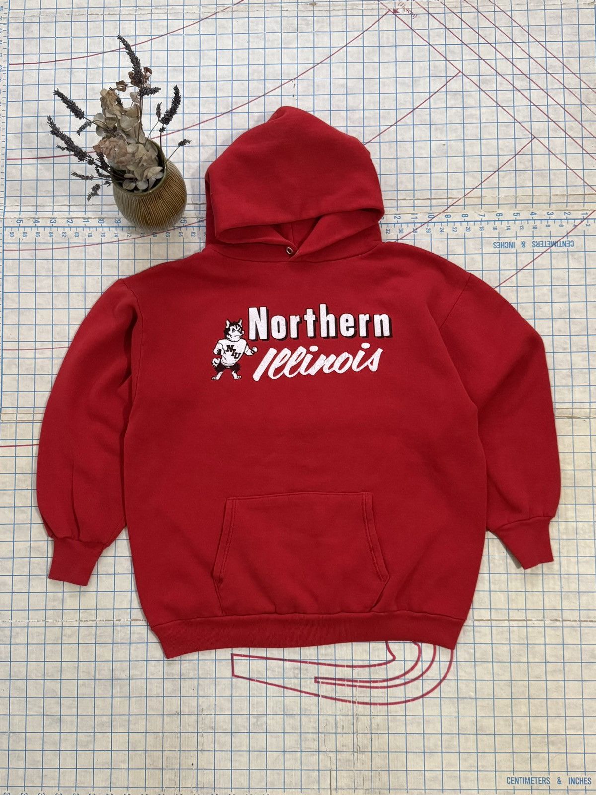 Vintage Vintage Northern Illinois University Hoodie Red Fits Medium Size US L / EU 52-54 / 3 - 2 Thumbnail
