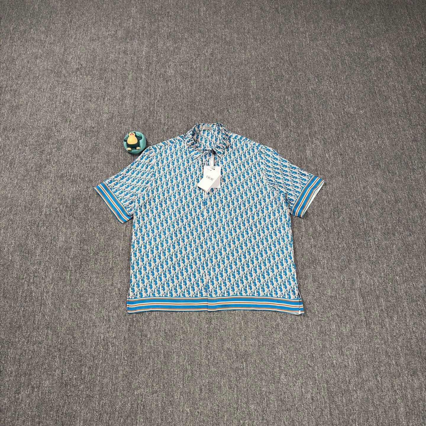 Dior Dior Blue Allover Print Ribbed SS Shirt 42 Mint Size US XS / EU 42 / 0 - 1 Thumbnail