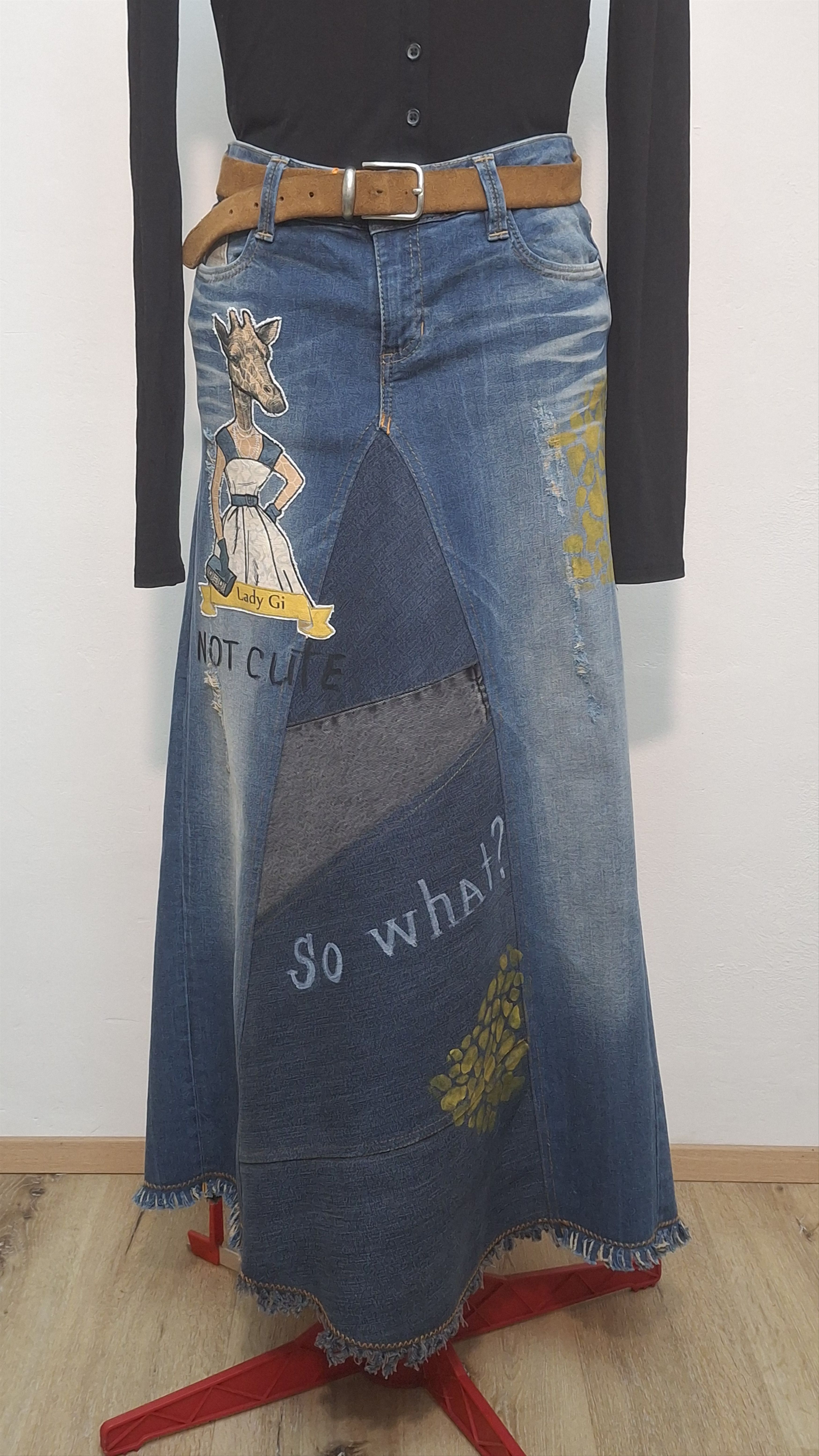 Handmade Reworked Denim Maxi Skirt M Size 32" / US 10 / IT 46 - 1 Thumbnail