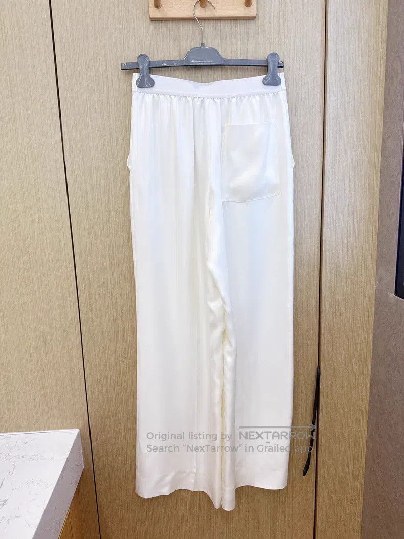 Hermes Hermes White Draped Slimming High-Rise Silk Long Pants Size 42" / US 20 - 3 Thumbnail