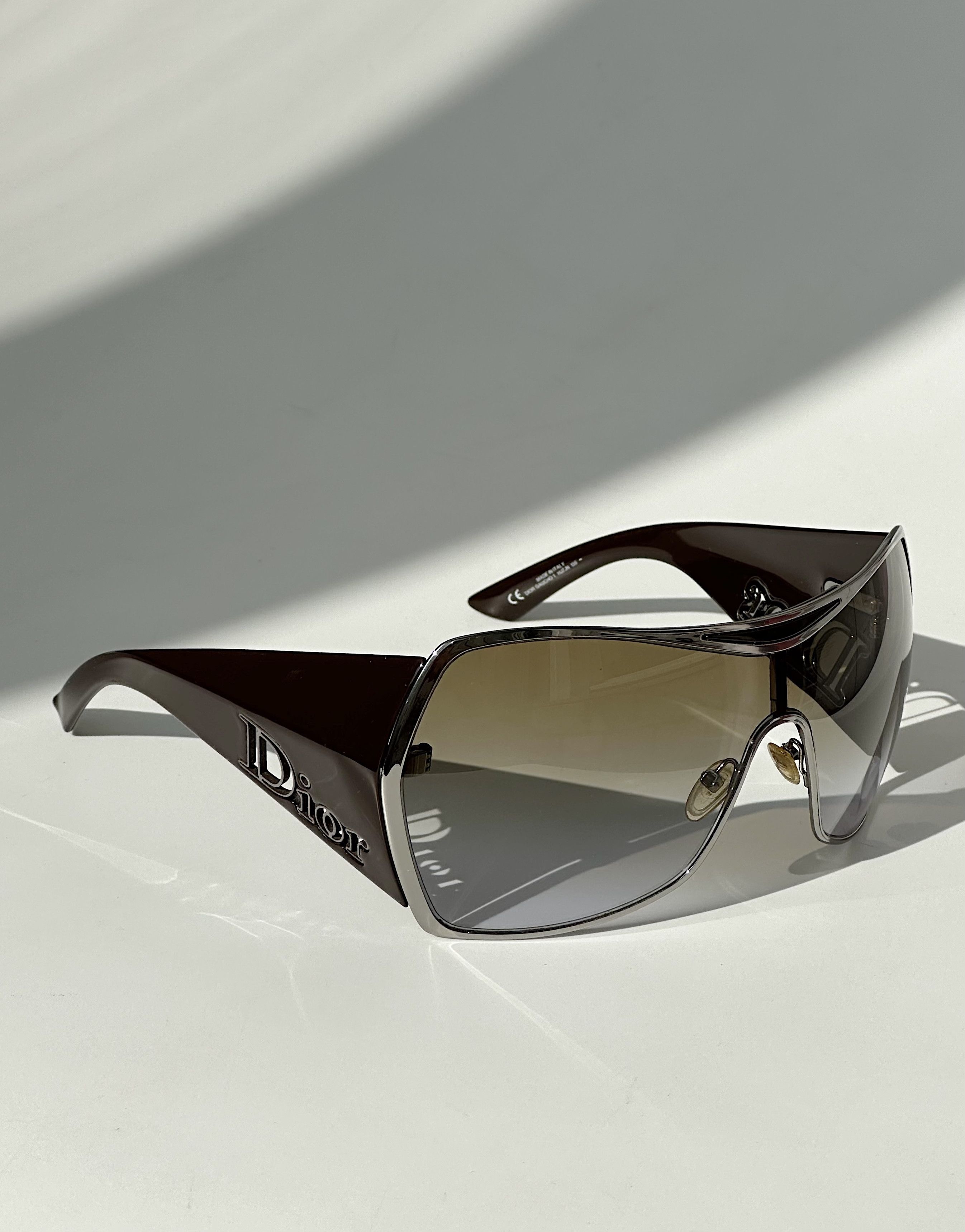 image of Dior Gaucho 1 Mask Logo Sunglasses Ss2006 Y2K Kylie Latto in Brown, Men's