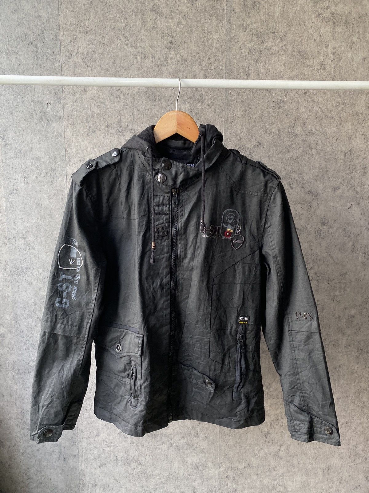 Japanese Brand G Star 3301 Waxed Hoodie Jacket Size US L / EU 52-54 / 3 - 1 Thumbnail