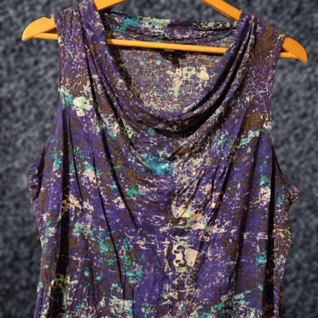 Mossimo Mossimo Sleeveless Top Cowl Neck 100% Rayon Super Soft Women's L Multicolor Shirt Adult Womens Blouse Casual Modern 21'' 23'' (H79-22) Size L / US 10 / IT 46 - 1 Thumbnail