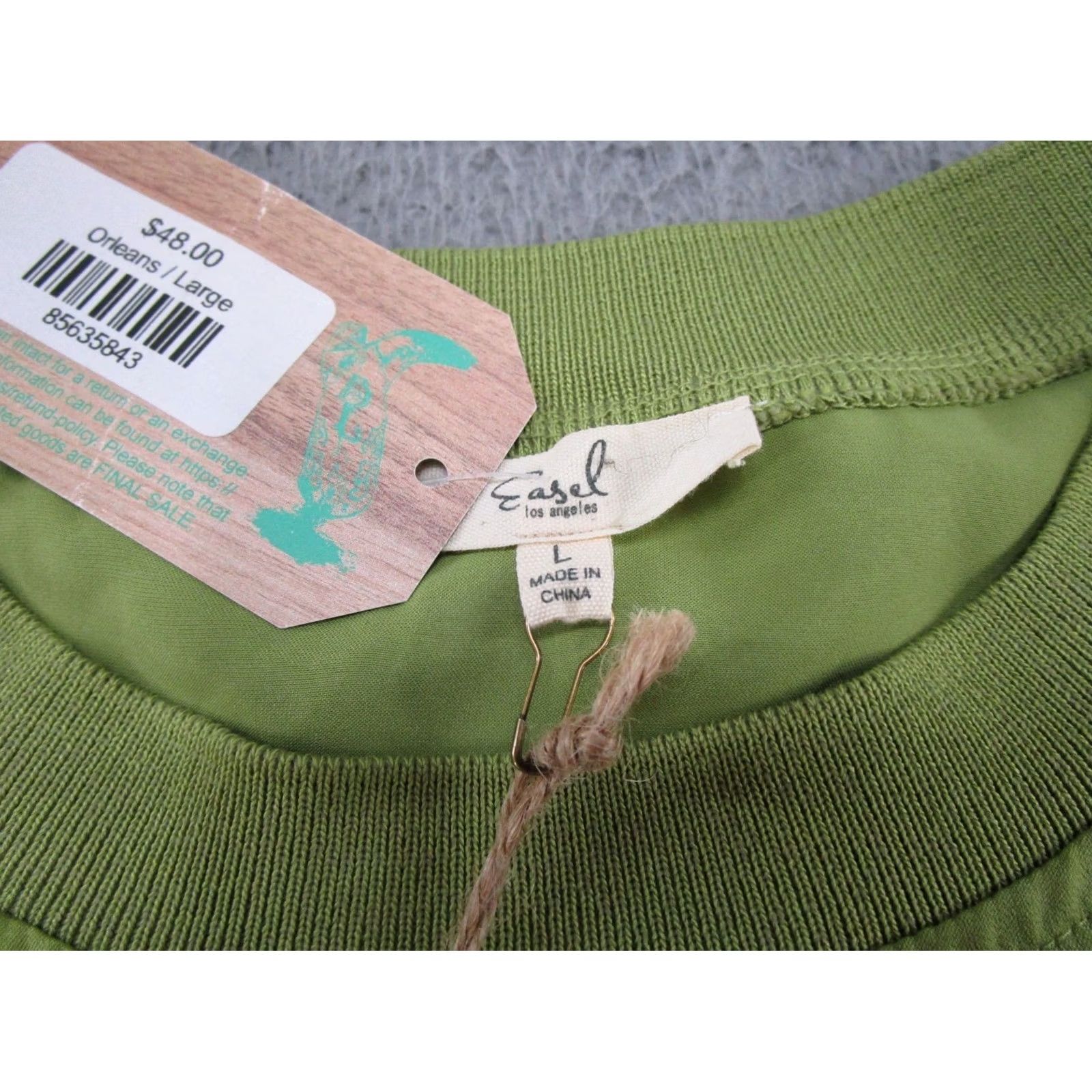 Vintage Easel Shirt Dress Green Midi Sleeveless Womens Size L Preppy NEW Size L / US 10 / IT 46 - 3 Thumbnail