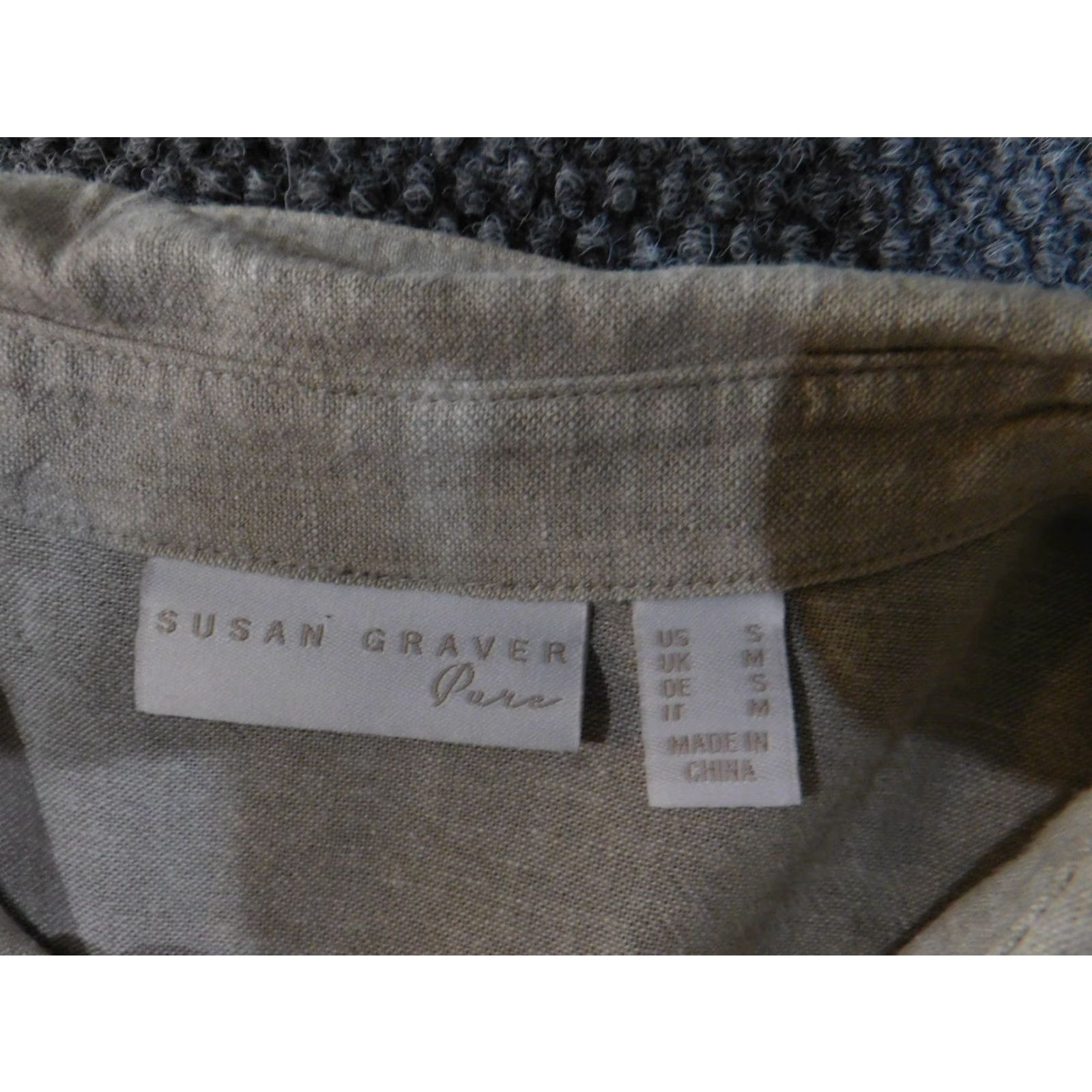 Vintage Susan Graver Shirt Womens S Beige Taupe Linen Blend Button Front Casual Blouse Regular Knit Size S / US 4 / IT 40 - 6 Thumbnail