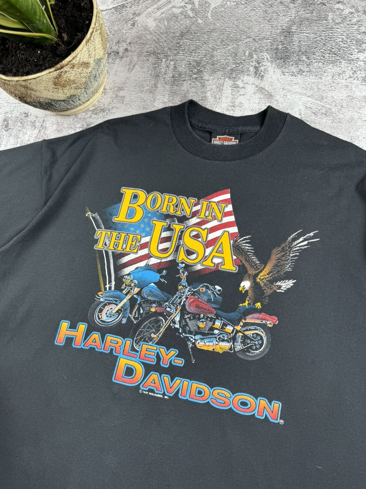 Harley Davidson 1991 Harley Davidson Holoubek Born in the USA Eagle T Shirt Size US XL / EU 56 / 4 - 6 Thumbnail