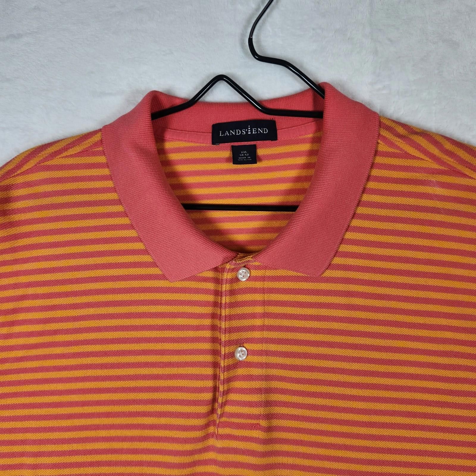 Lands' End Lands End Short Sleeve Polo Shirt Orange Pink Mens Size 2XL Size US XXL / EU 58 / 5 - 5 Thumbnail