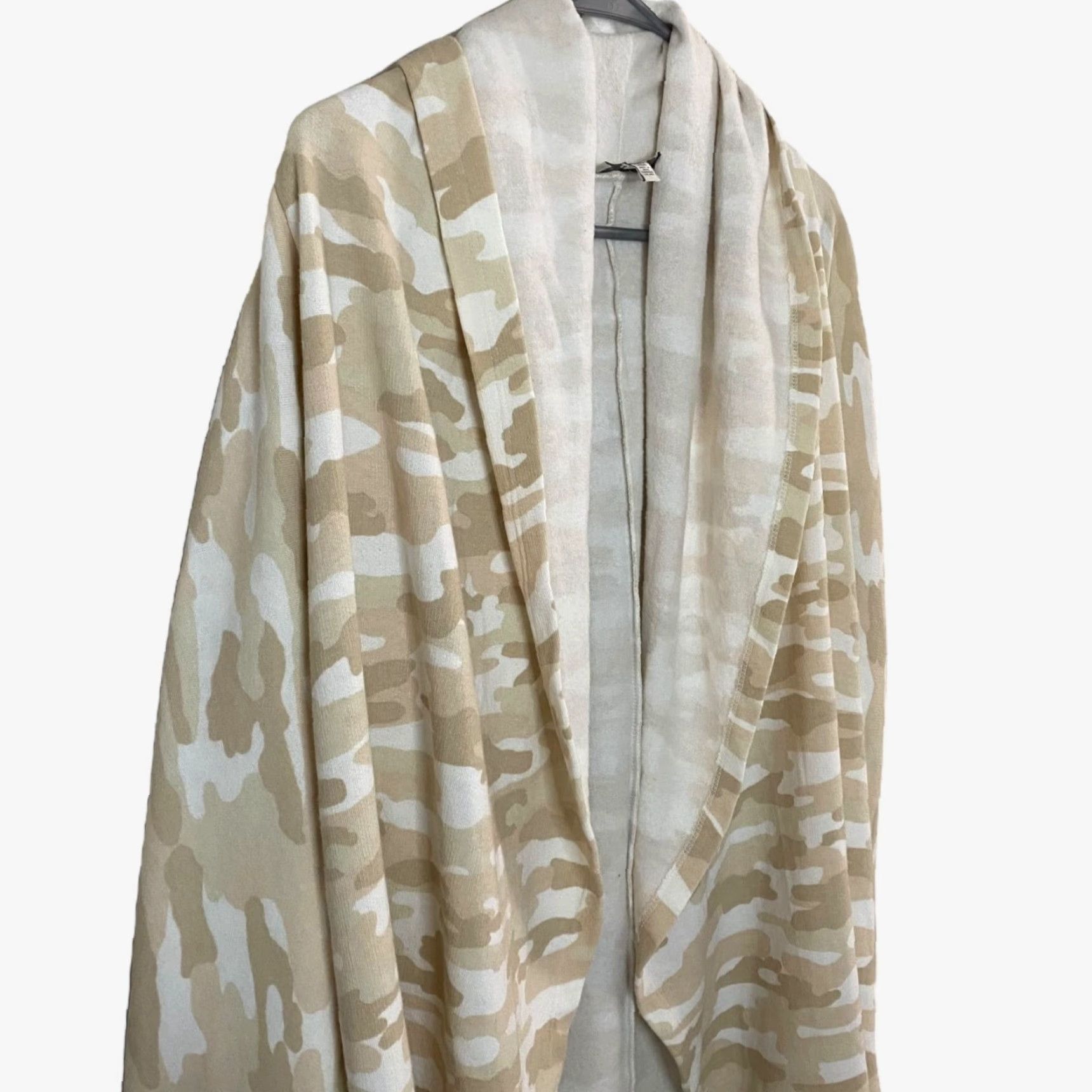 Lucky Brand Lucky Brand Camo Hooded Cardigan Sweater Womens M Cream & White Long-Sleeve Size M / US 6-8 / IT 42-44 - 4 Thumbnail