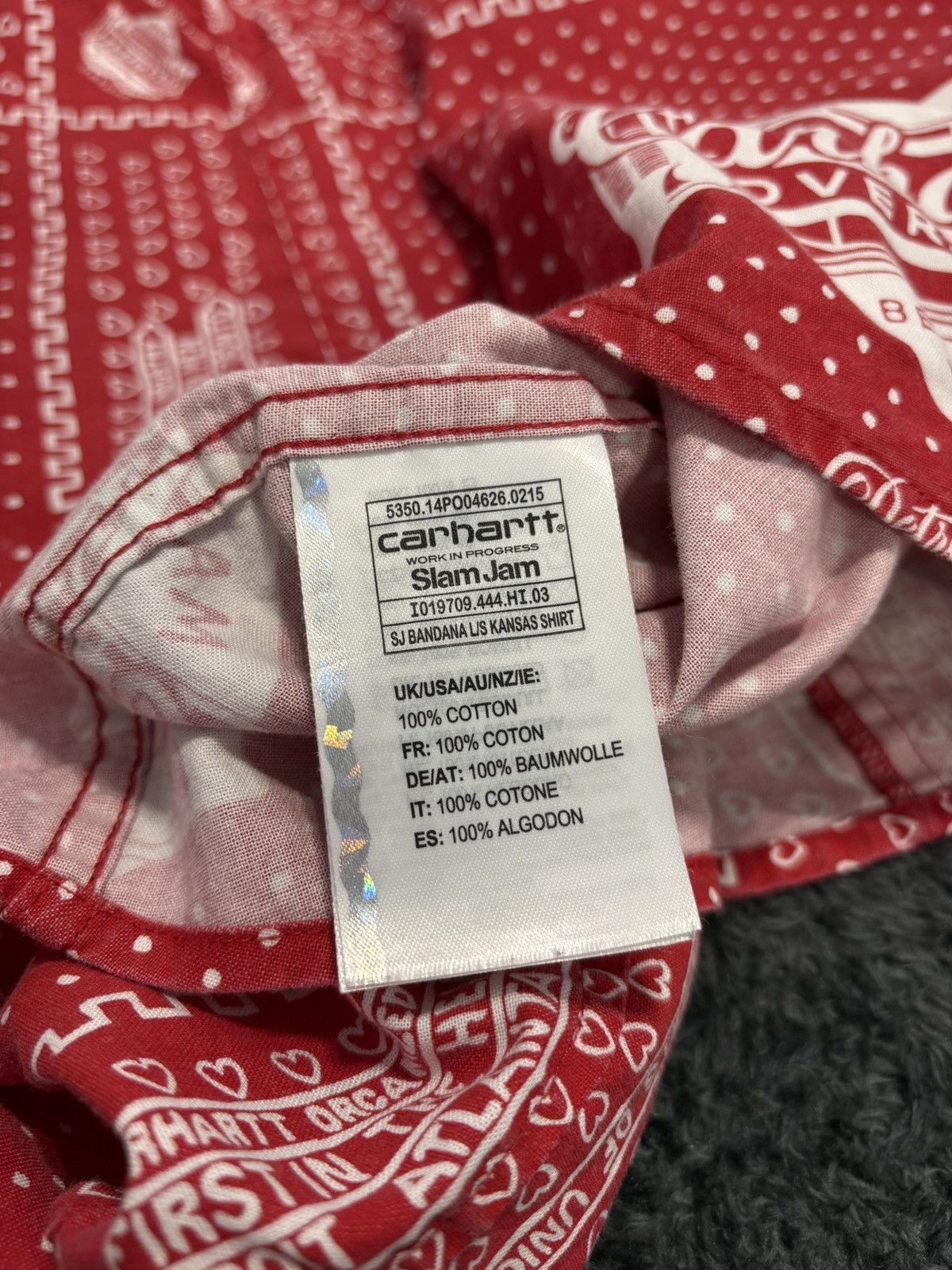 Carhartt RARE Carhartt x Slam Jam Bandana Red Shirt Size US M / EU 48-50 / 2 - 14 Thumbnail