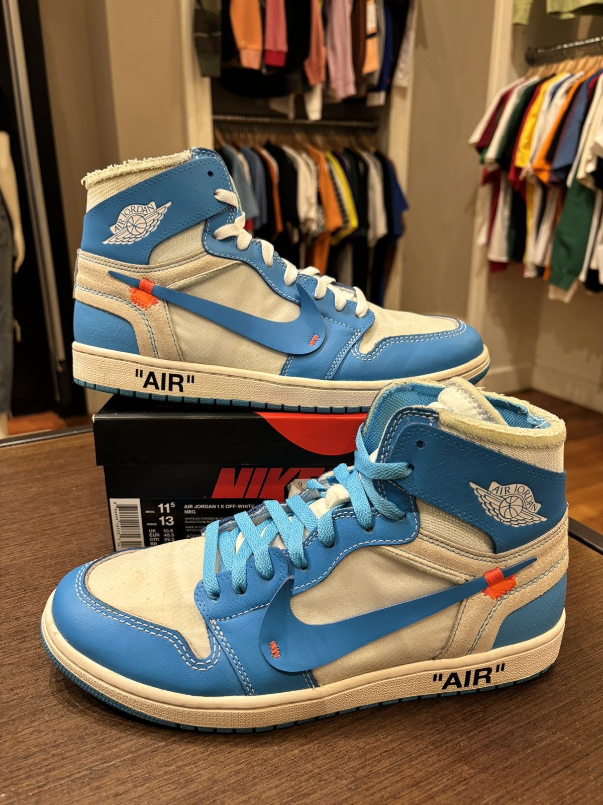 Jordan Brand Off White Jordan 1 Retro High Off White University Blue Grailed