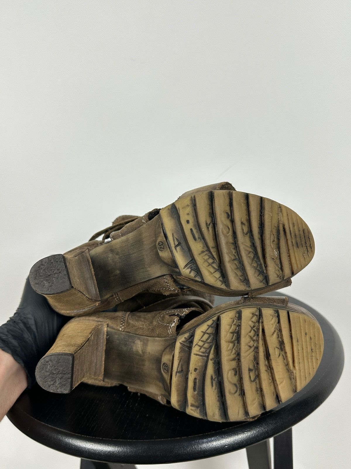 A.S.98 A.S.98 Airstep Brown Leather Ankle Strap Sandals Heels Size US 7 / IT 37 - 23 Thumbnail
