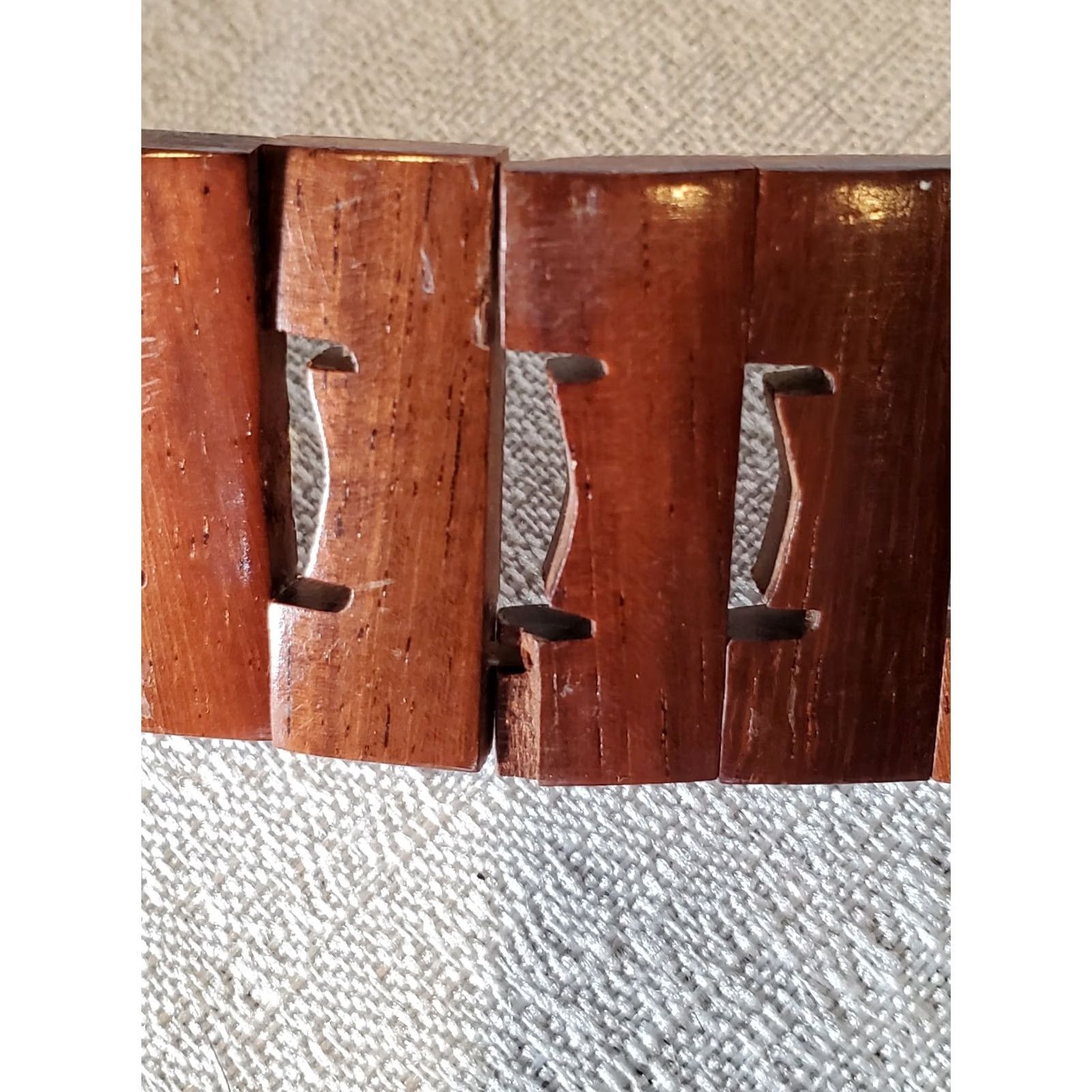 Vintage VINTAGE Handmade Belt Mens 36 - 46 Brown Wooden Universal One Size Size ONE SIZE - 6 Thumbnail