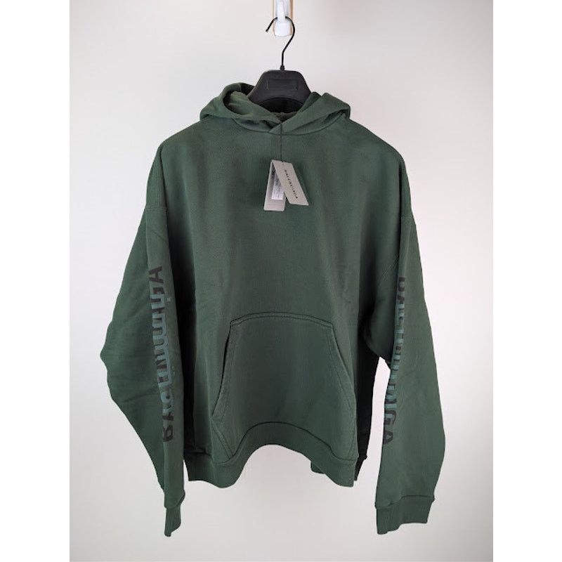 Balenciaga o1rshd1 Ramadan Medium-Fit Hoodie in Green Fleece Size US L / EU 52-54 / 3 - 2 Thumbnail