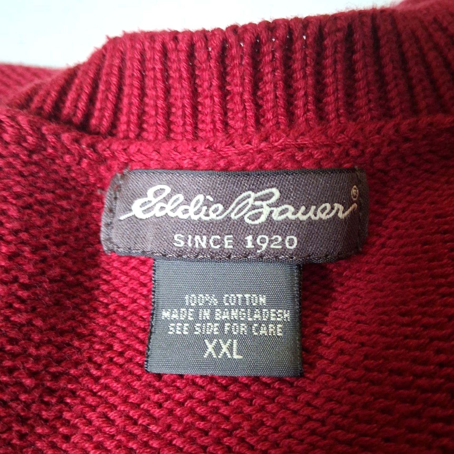 Eddie Bauer VINTAGE Eddie Bauer Sweater Men XXL V-Neck Red Knit Classic Preppy Cotton Pullover Long Sleeve Office Wear Business Casual/Mens Size US XXL / EU 58 / 5 - 7 Thumbnail