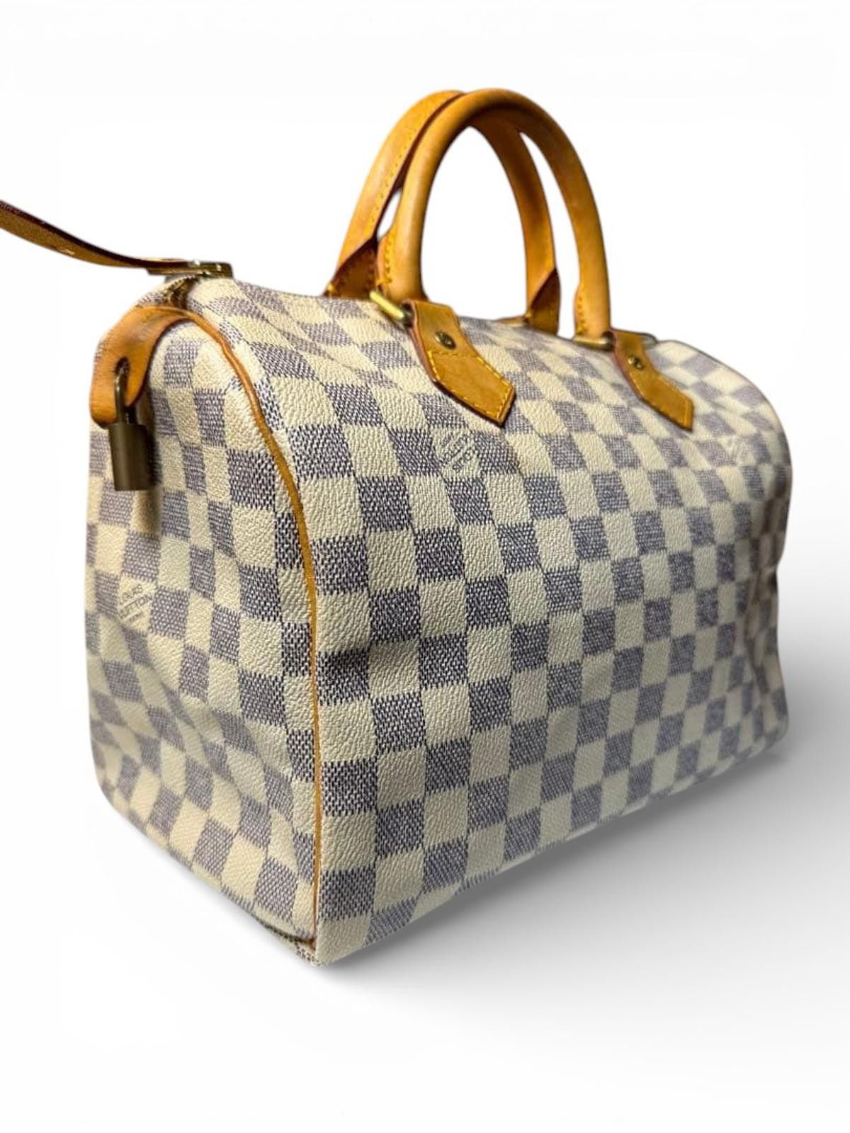 Louis Vuitton Louis Vuitton - Damier Azur Canvas Speedy 30 Satchel Bag Size ONE SIZE - 2 Thumbnail