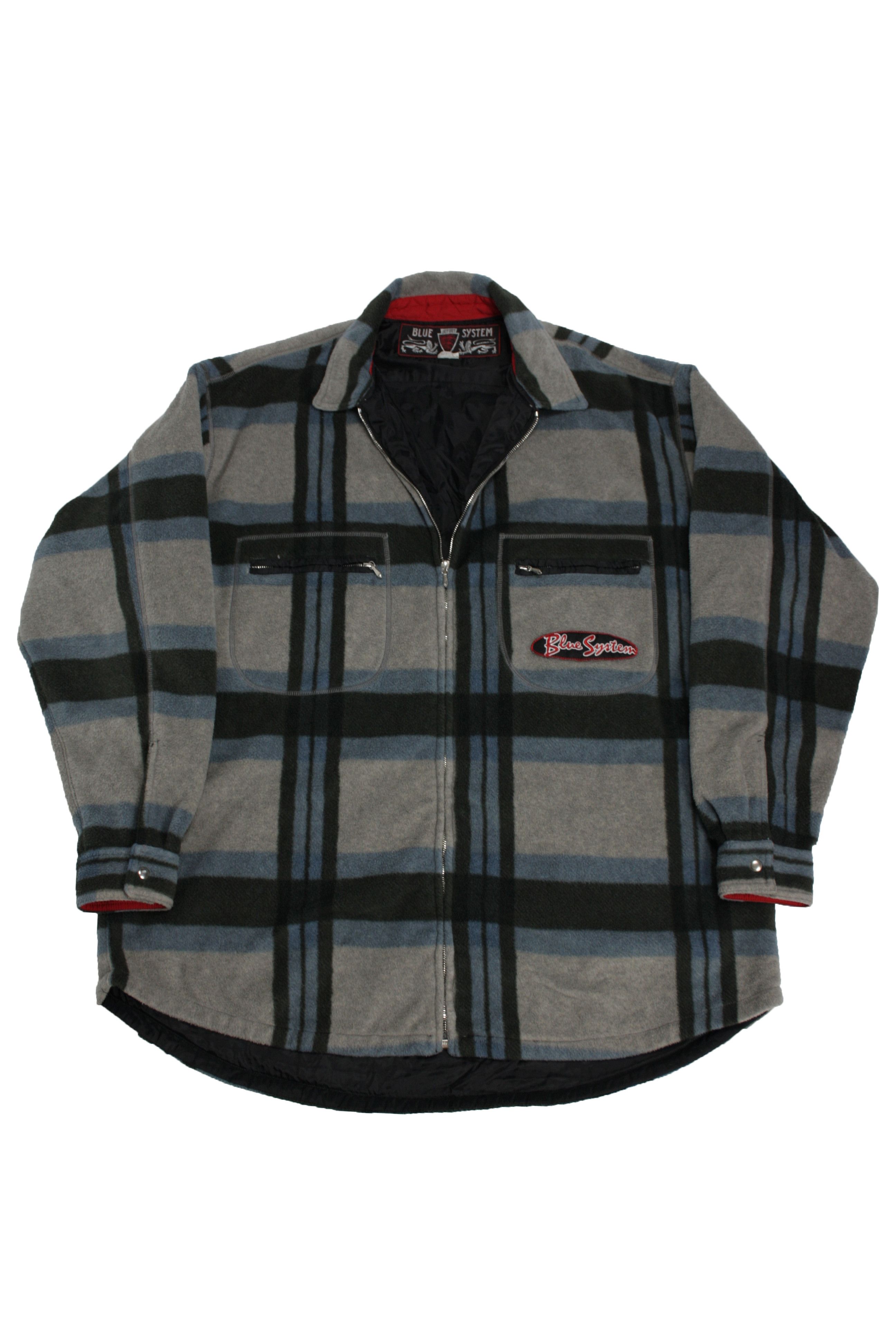 JET SET × Vintage JET SET Blue System 90s Vintage Fleece & Nylon Plaid Jacket Size US XL / EU 56 / 4 - 1 Thumbnail