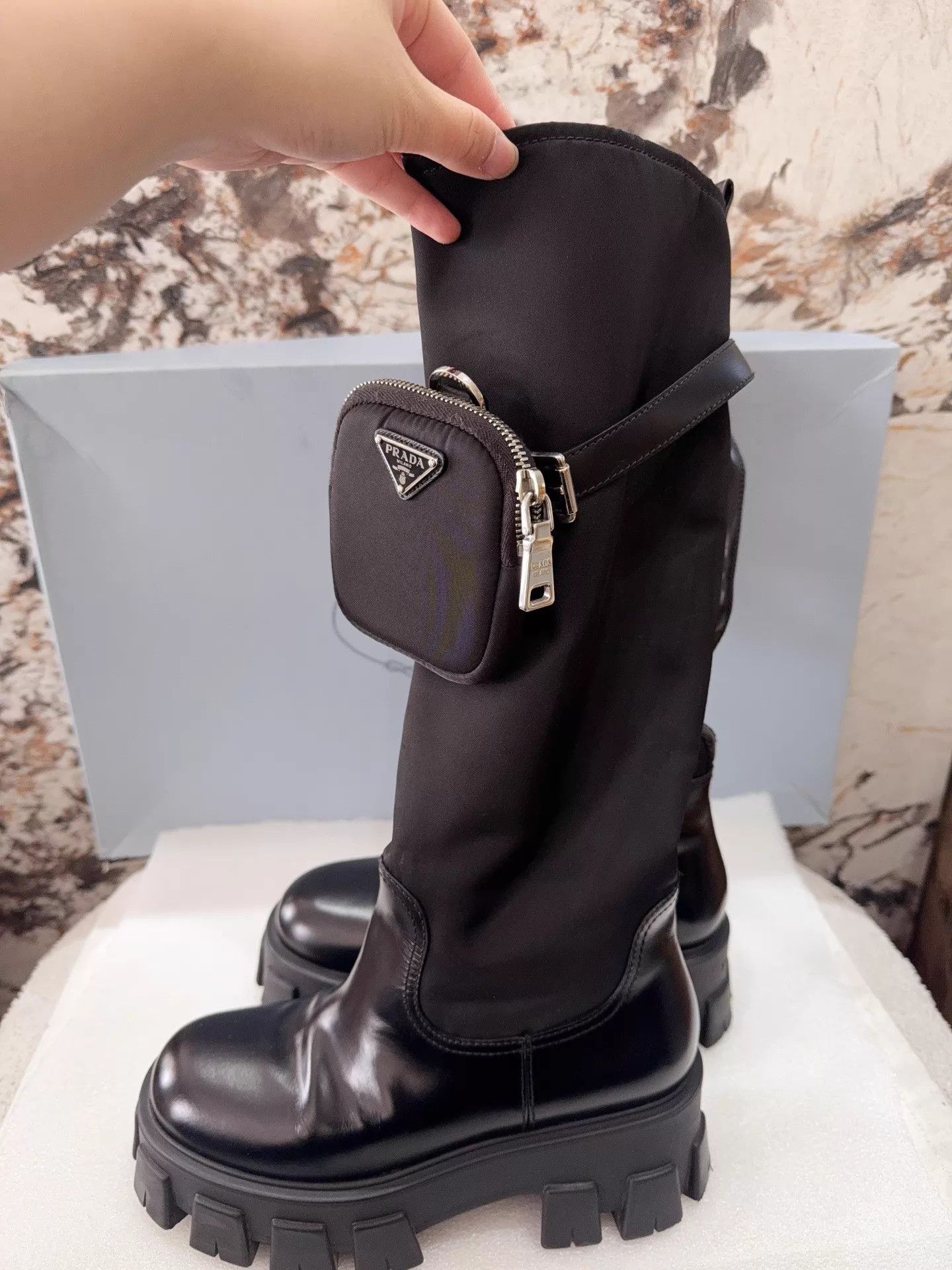 Prada Prada Nylon Tall Boots 37 98 New With Accessories Size US 6.5 / IT 36.5 - 2 Thumbnail