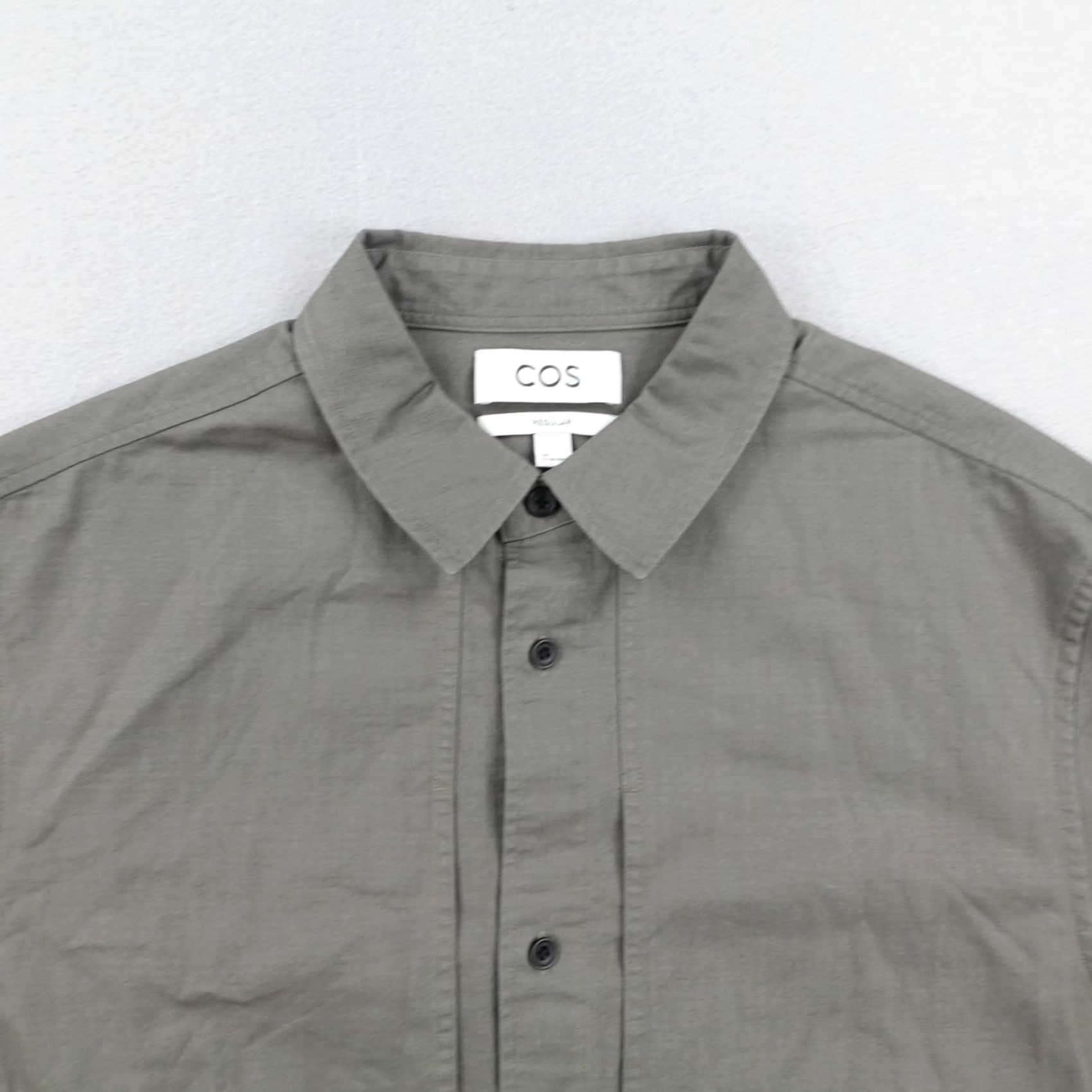Cos COS Shirt Mens Large Green Pocket Detail Cotton Heavyweight Overshirt Button Up Size US L / EU 52-54 / 3 - 2 Thumbnail