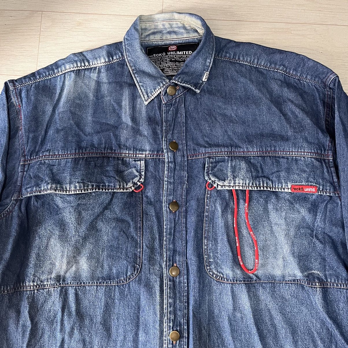 Ecko Unltd. × JNCO Ecko unlimited over shirt blue denim Size US XL / EU 56 / 4 - 3 Thumbnail