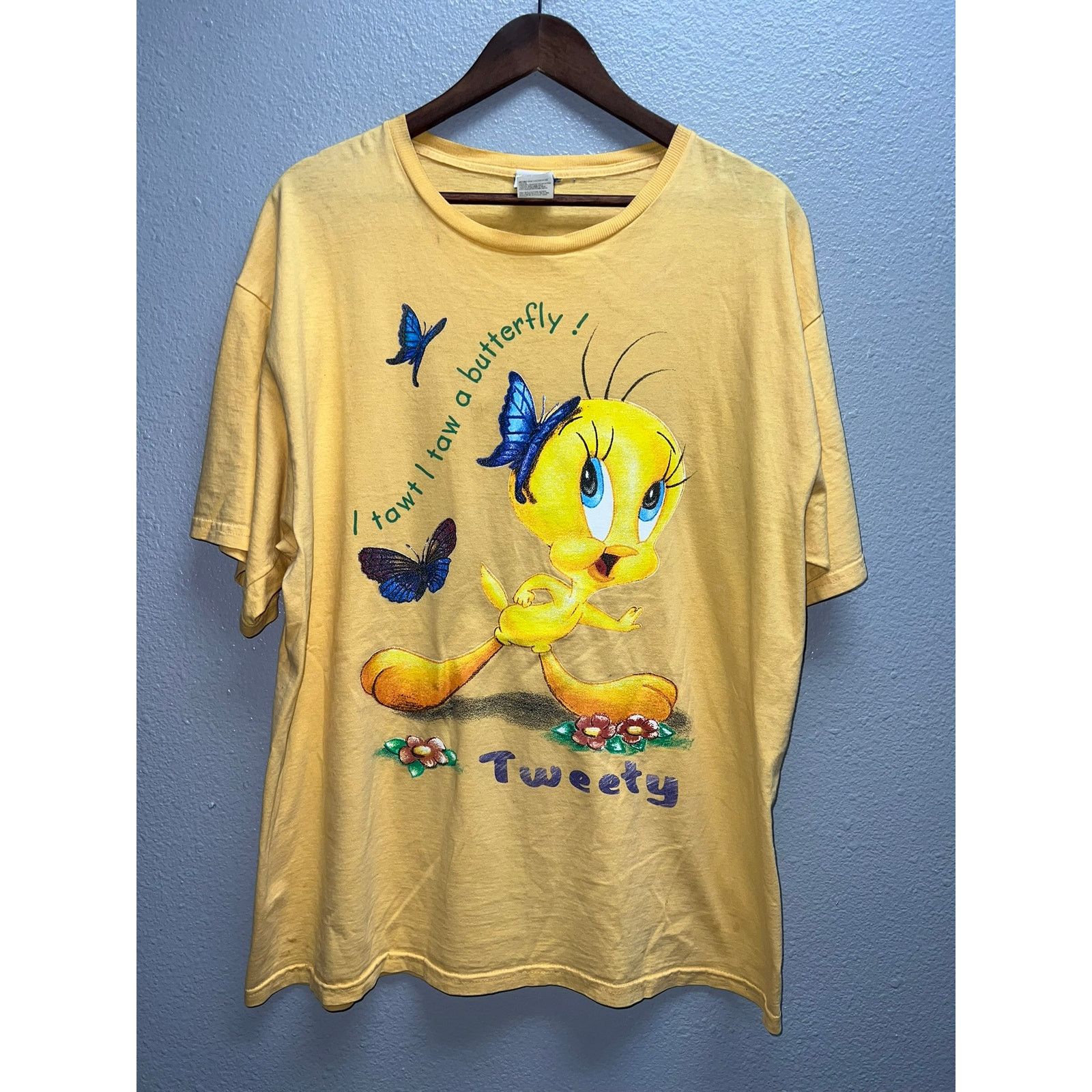 Vintage Vintage Looney Tunes Tweety Shirt Cartoon Yellow 90s Tee XL Size US XL / EU 56 / 4 - 1 Thumbnail