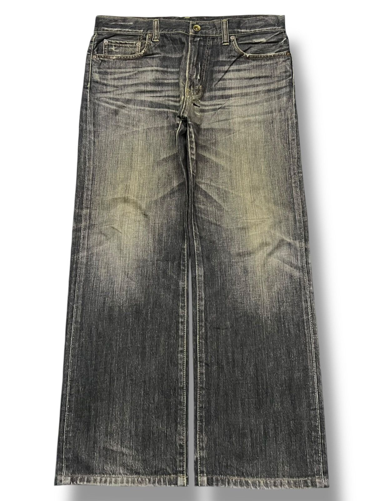 Uniqlo Loose Vintage Uniqlo S002 Japan - Faded Whisker Wash Jeans Size US 36 / EU 52 - 2 Thumbnail