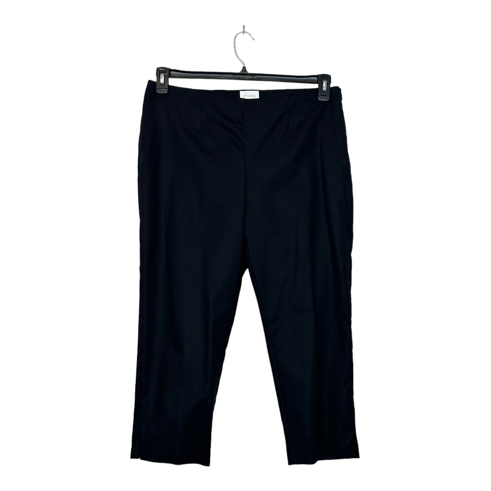 Chicos Chico's black flat front cropped pants size 2/ L-12 Size 36" / US 14 / IT 50 - 1 Thumbnail