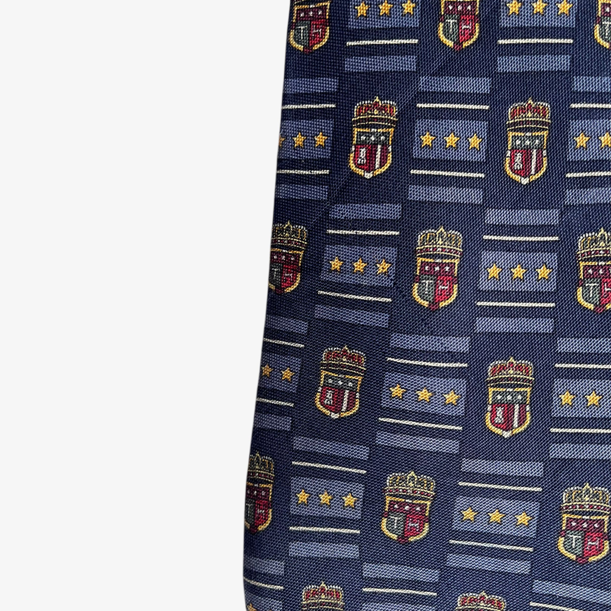 Tommy Hilfiger Vintage 90s Tommy Hilfiger Geometric Crest & Star Silk Tie Size ONE SIZE - 4 Thumbnail