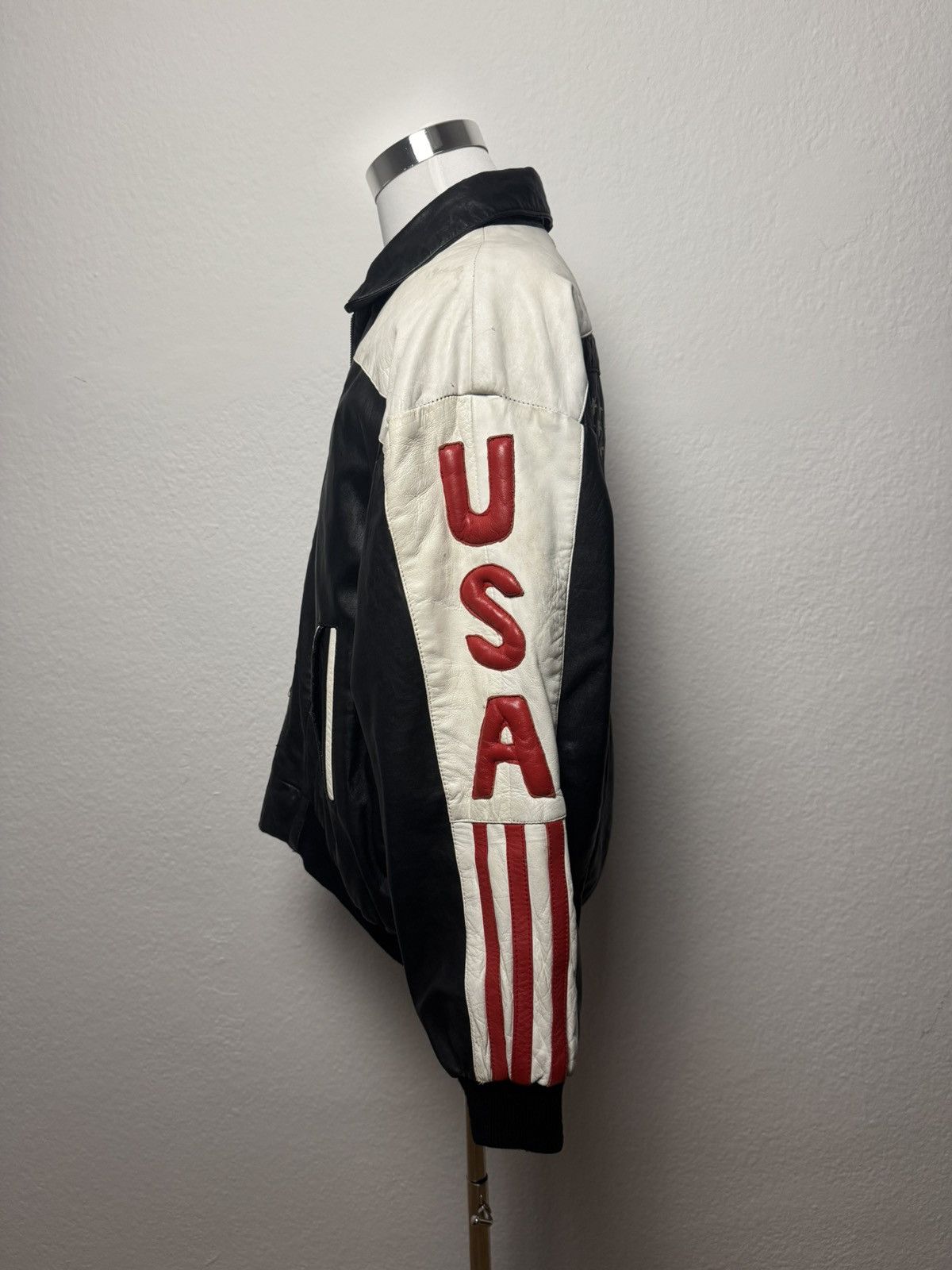 Vintage Vintage USA Leather Racing Jacket Black White Size XXL Size US XXL / EU 58 / 5 - 4 Thumbnail