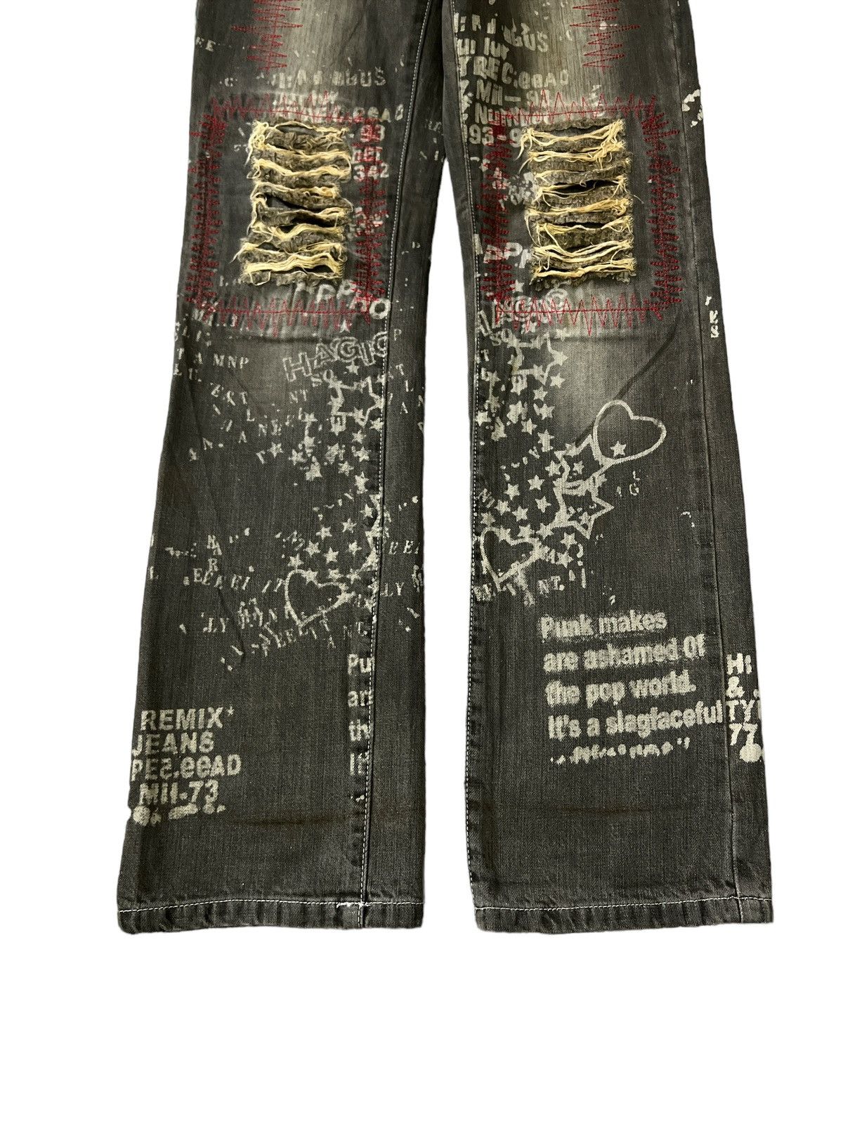 Hysteric Glamour SICK🔥THRASHED RIPPED OZYZ JEANS DISTRESSED DENIM PANT Size US 26 / EU 42 - 3 Thumbnail
