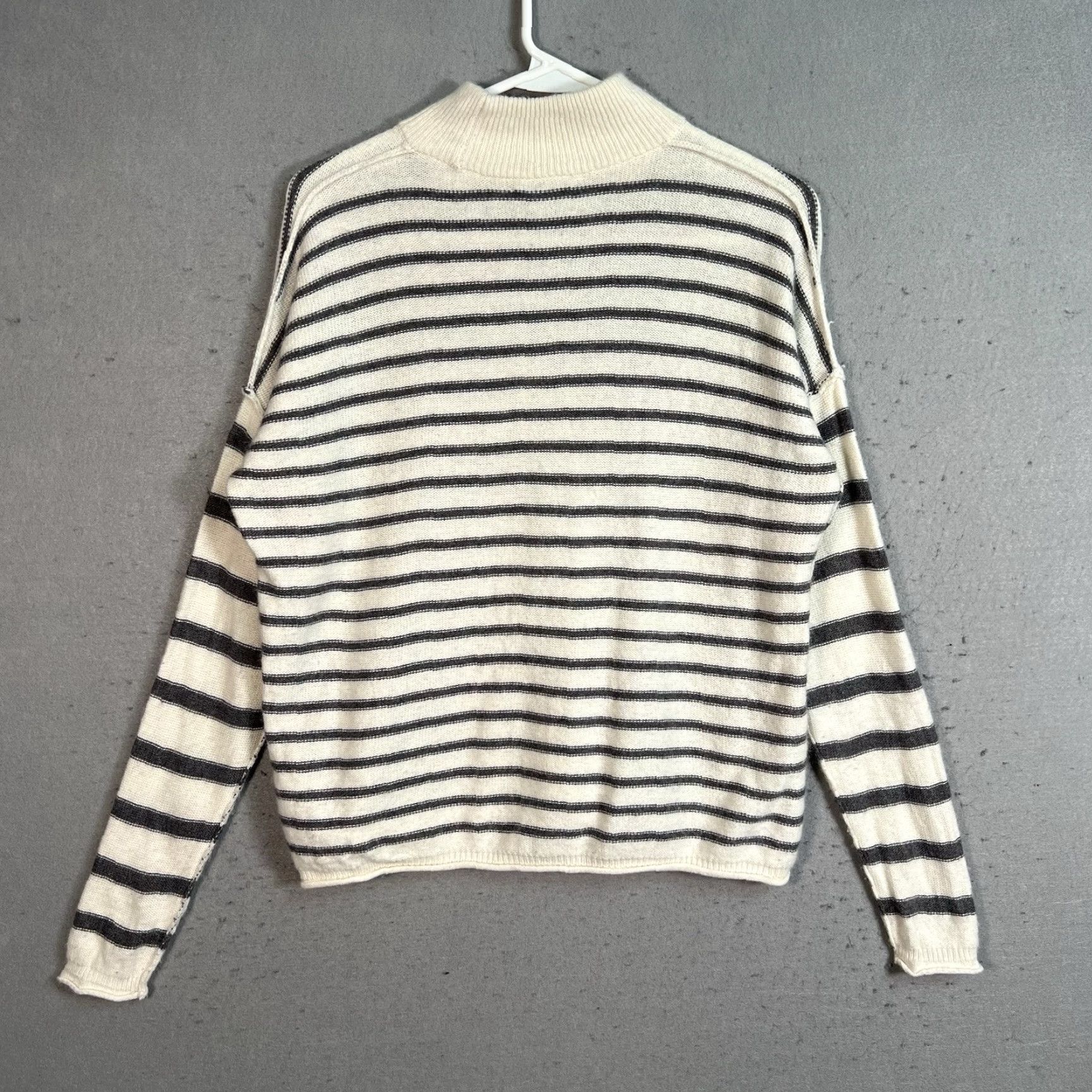 Madewell Madewell Stripe Knit Sweater Womens XXS Ivory White Gray Merino Wool Blend Size XXS / US 00 / IT 34 - 6 Thumbnail