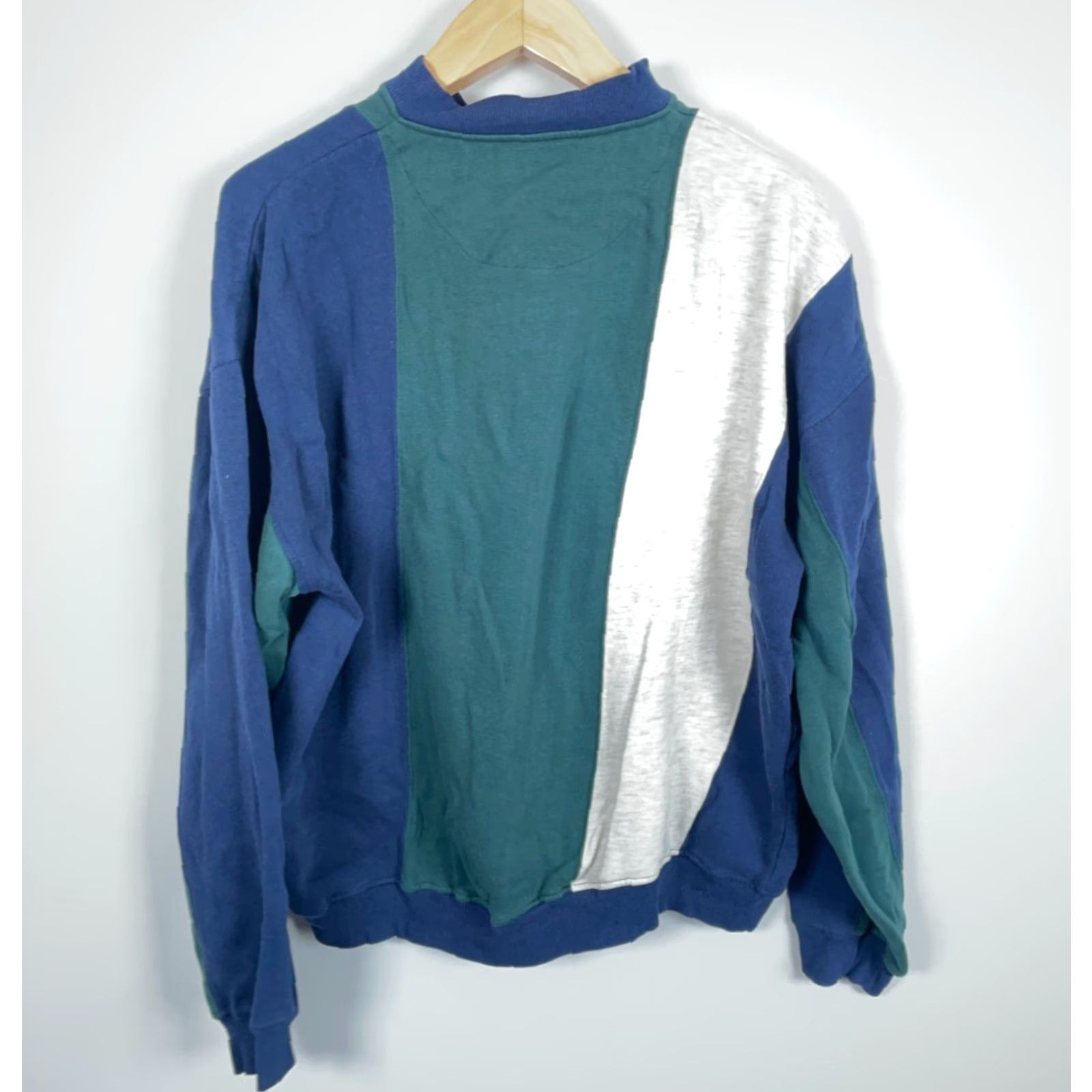 Vintage VINTAGE TownCraft Sweater Henley Shirt XL Tall Men Blue Green Striped 90s Retro Casual Fleece Knit Size US XL / EU 56 / 4 - 2 Thumbnail
