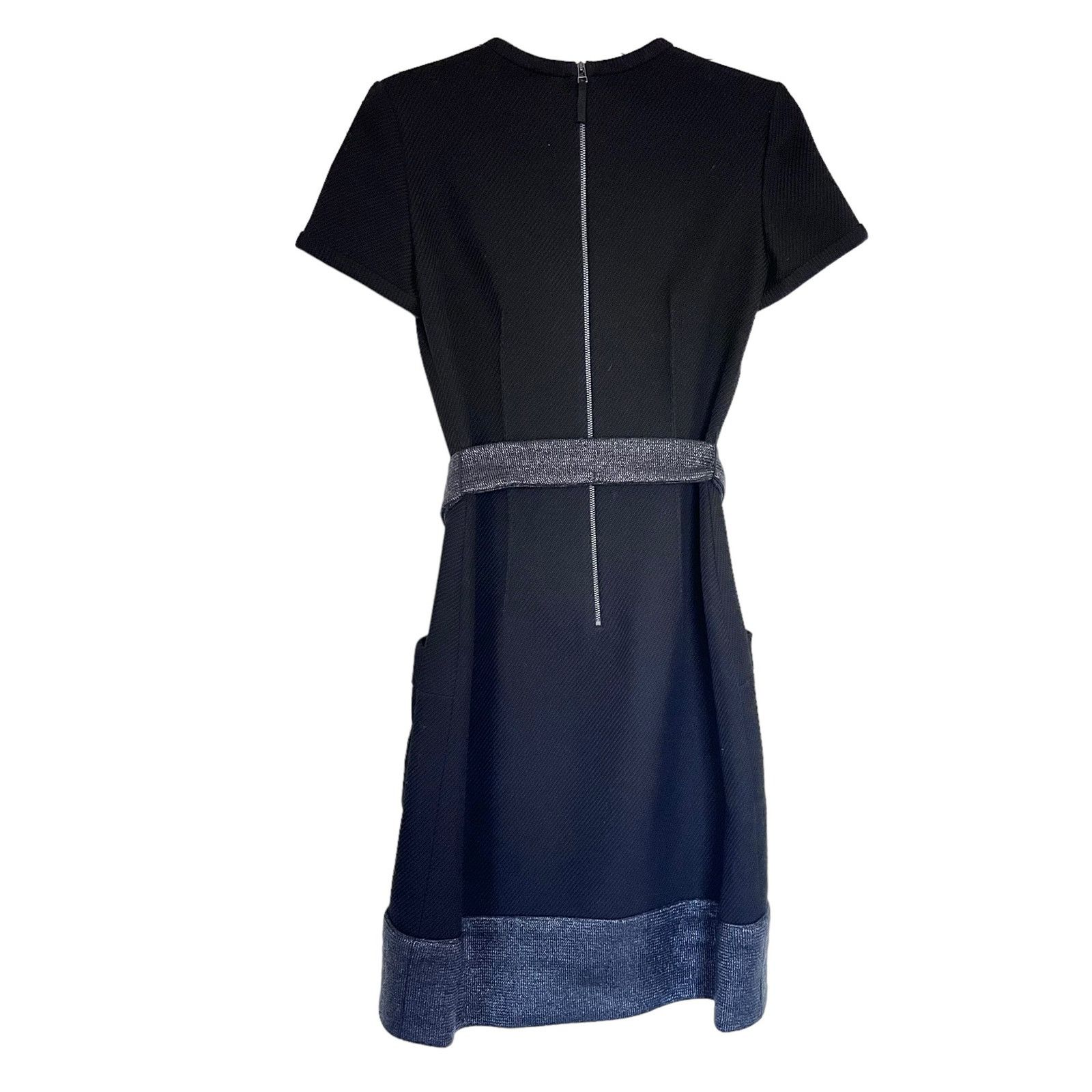 PAULE KA Paule Ka Short Sleeve Crew Neck Belted Sheath Dress Black Size M / US 6-8 / IT 42-44 - 5 Thumbnail