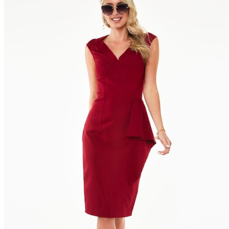 Voodoo Tactical Voodoo Vixen Womens Khloe Ruffle Pencil Dress Sz M Burgundy Size M / US 6-8 / IT 42-44 - 1 Thumbnail