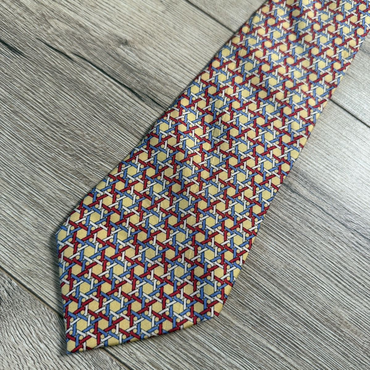 Hermes Hermes Chain Monogram Silk Tie Size ONE SIZE - 6 Thumbnail