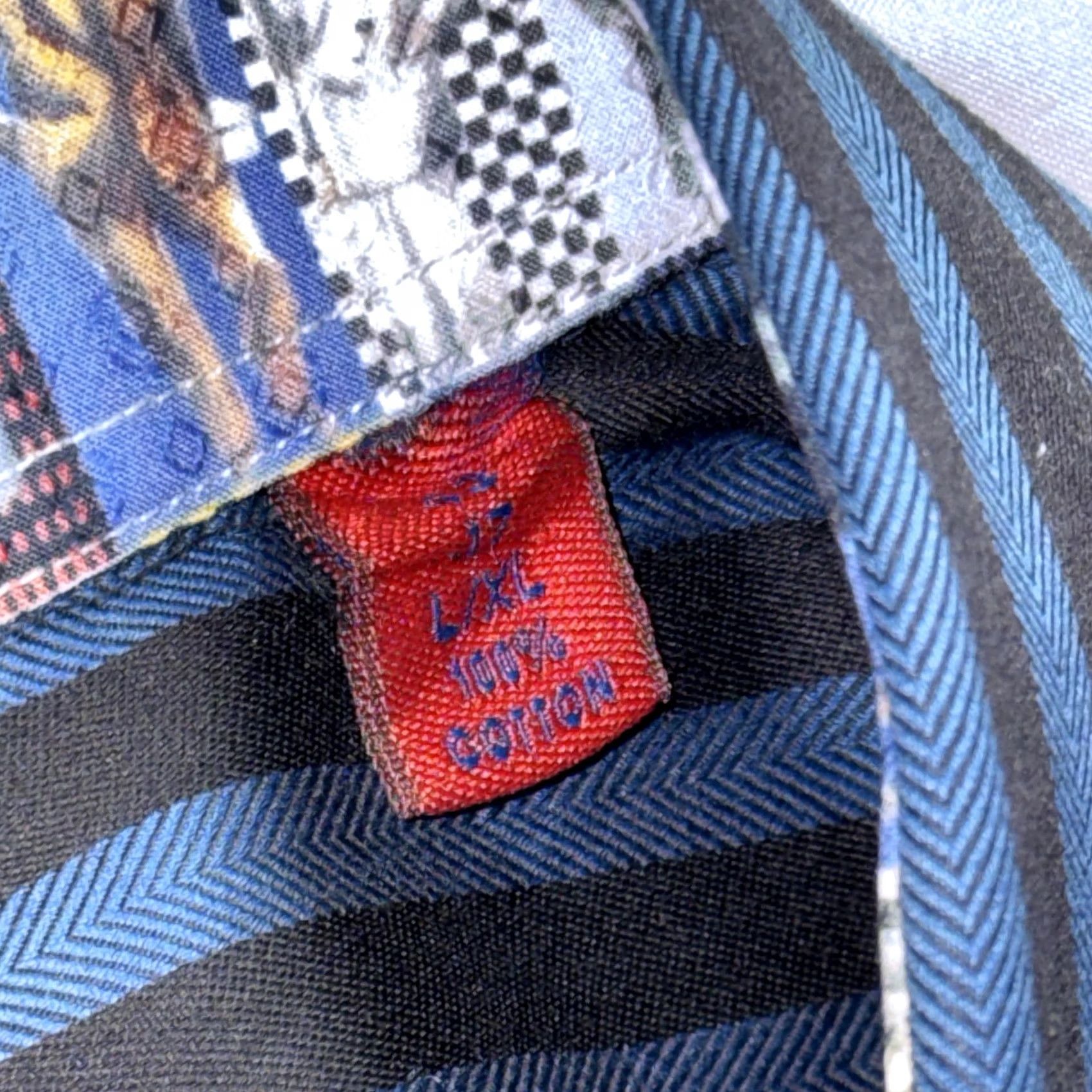 Robert Graham Robert Graham Shirt Mens XL Blue Black Stripe Long Sleeve Button Front Dress Size 46R - 7 Thumbnail