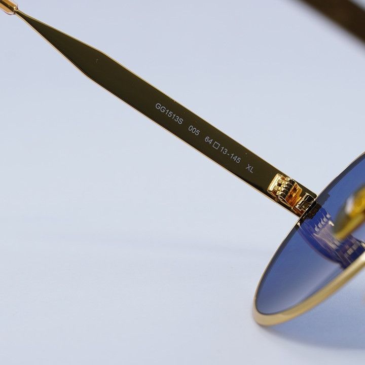 Gucci Gucci GG1513S 005 Sunglasses Gold Aviator Frame, Blue Size ONE SIZE - 6 Thumbnail