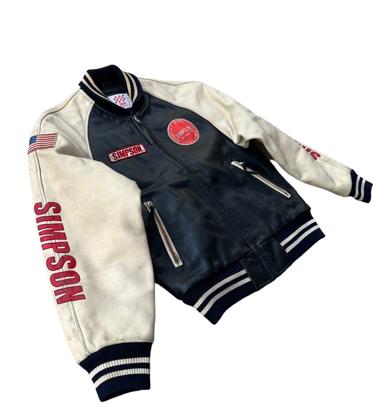 Vintage Vintage Simpson racing leather bomber jacket Size US L / EU 52-54 / 3 - 12 Thumbnail