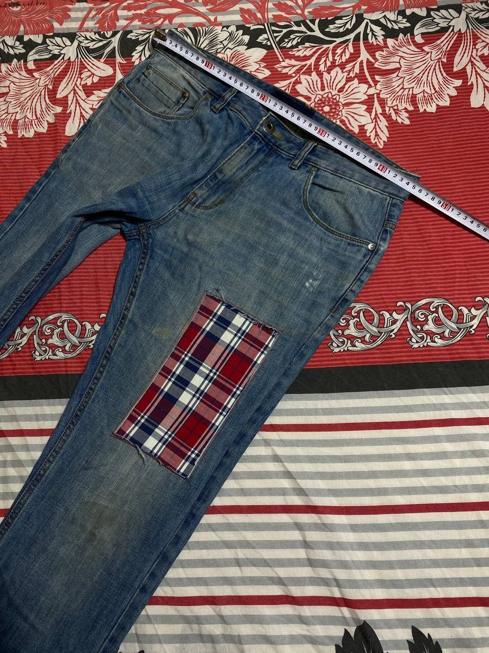 Japanese Brand 💥Vintage Distressed Washed Painted Flared Crash Denim Pants Size US 34 / EU 50 - 19 Thumbnail