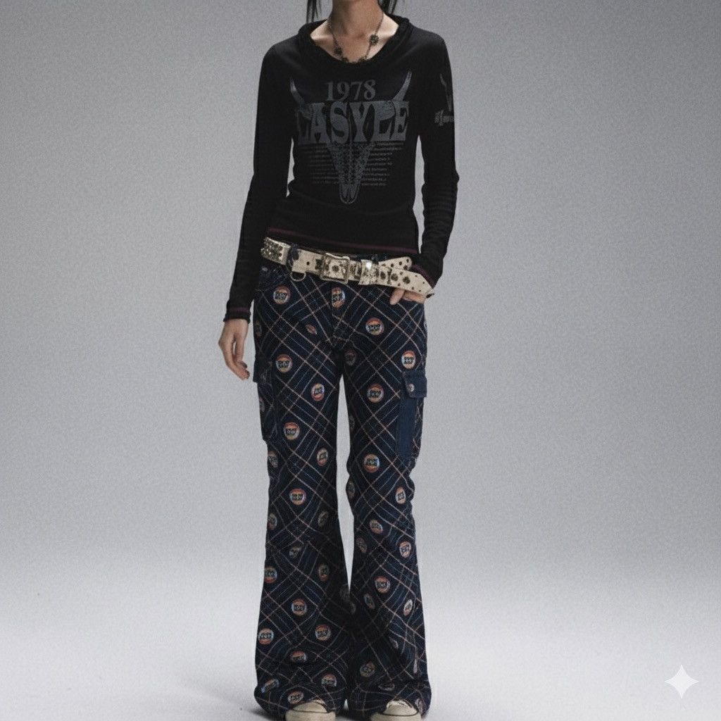 Angel Blue Angel Blue Flare Pant 00s iconic Print Size 28" / US 6 / IT 42 - 2 Thumbnail