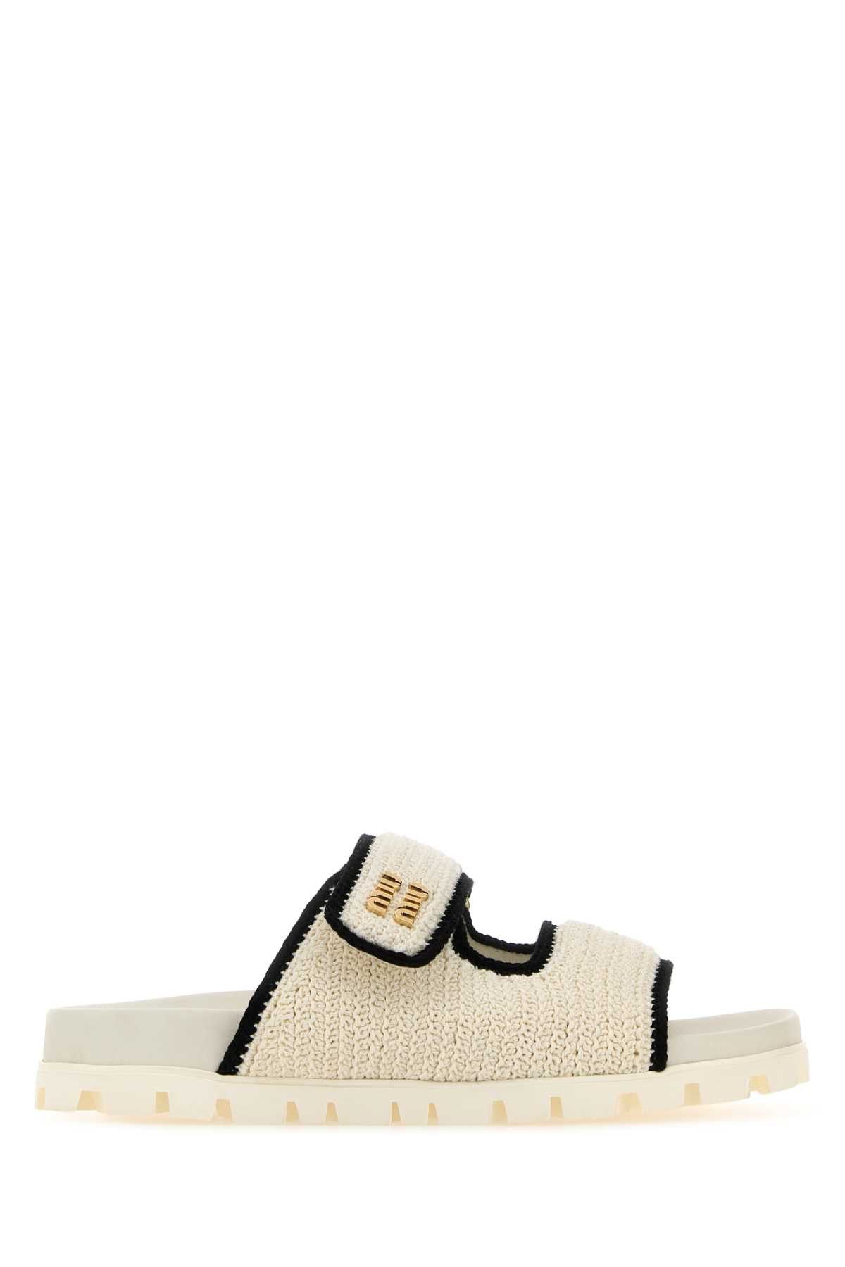 Miu Miu Ivory Crochet Slippers Size US 10 / IT 40 - 1 Thumbnail