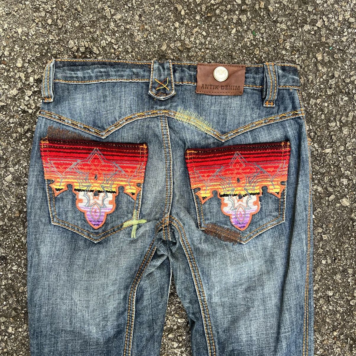 Japanese Brand Flared Antik Denim Embroidery Bootcut Pants Size 25" / US 0 / IT 36 - 14 Thumbnail